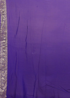 Blue Gadwal Pure Silk Saree Without Blouse Piece