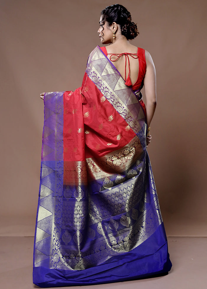 Red Kanjivaram Silk Saree With Blouse Piece