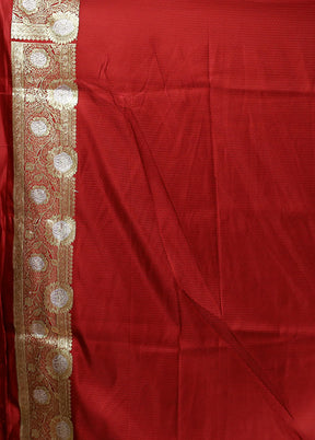 Red Banarasi Silk Saree With Blouse Piece