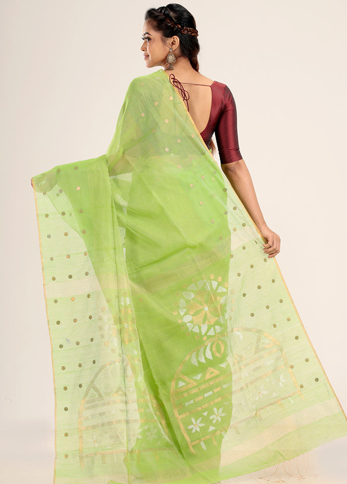 Light Green Matka Silk Saree With Blouse Piece - Indian Silk House Agencies