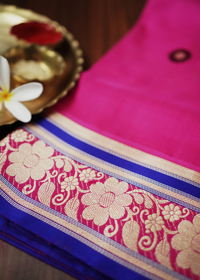 Pink Garad Pure Silk Saree Without Blouse Piece - Indian Silk House Agencies