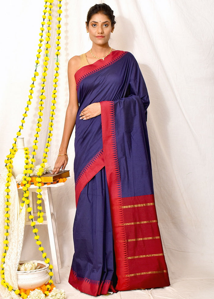 Blue Cotton Saree With Blouse - Indian Silk House Agencies