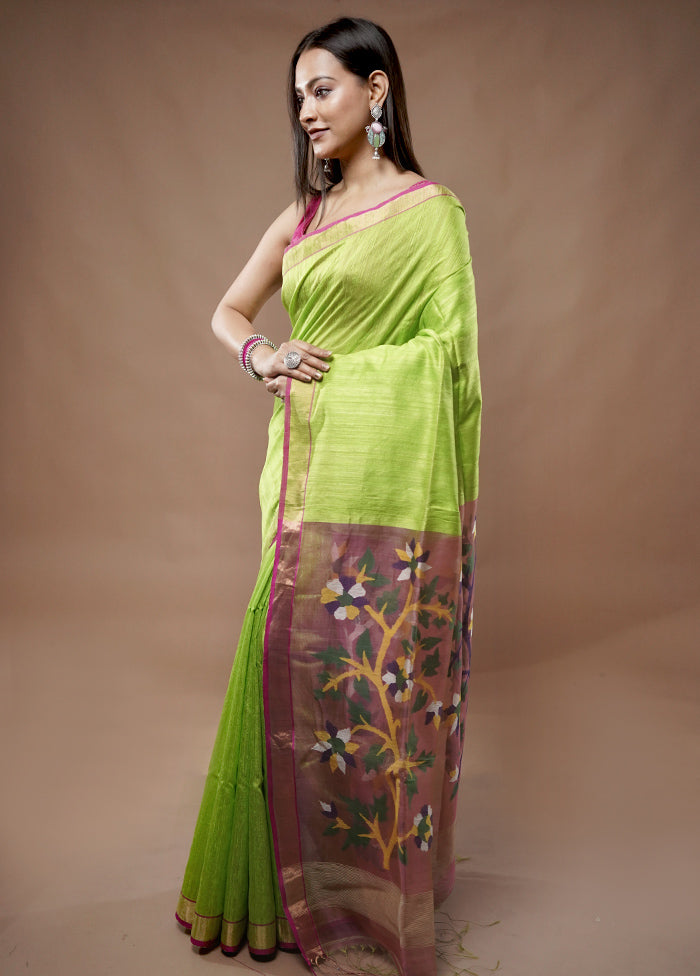 Green Matka Silk Saree With Blouse Piece - Indian Silk House Agencies