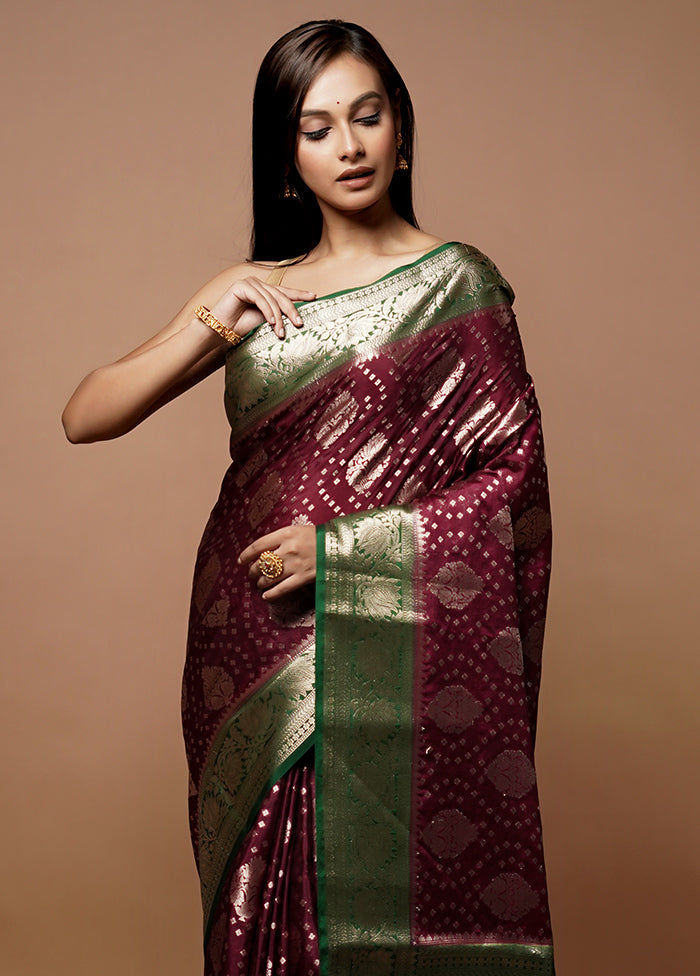 Maroon Dupion Silk Saree With Blouse Piece