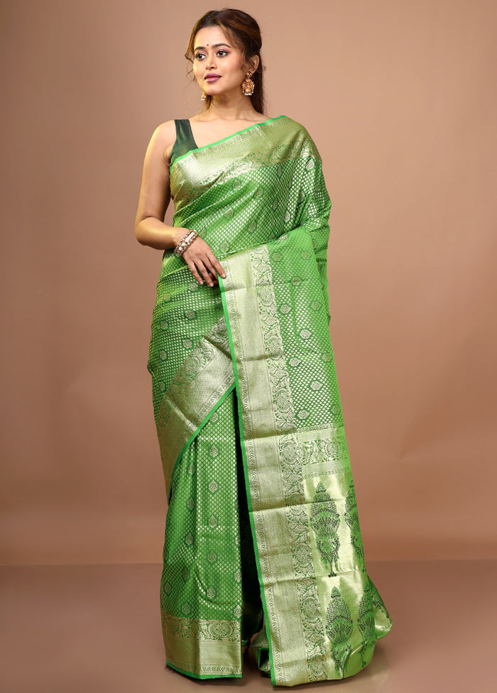 Green Kanjivaram Silk Saree With Blouse Piece - Indian Silk House Agencies