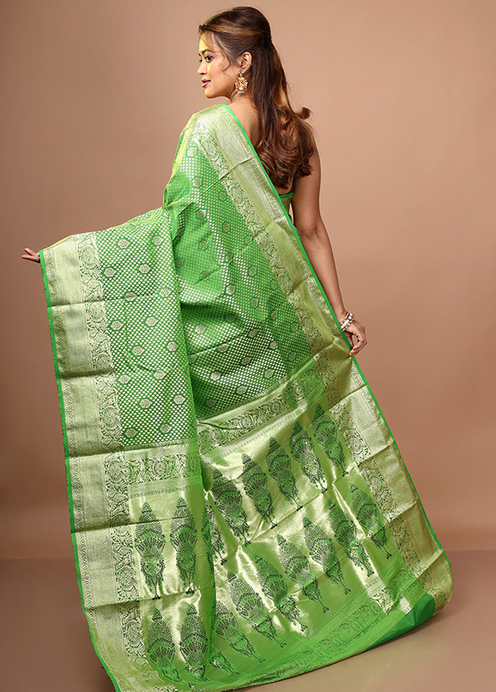 Green Kanjivaram Silk Saree With Blouse Piece - Indian Silk House Agencies