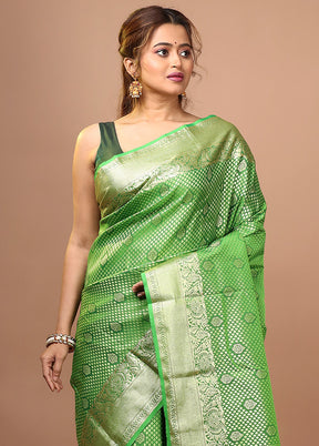 Green Kanjivaram Silk Saree With Blouse Piece - Indian Silk House Agencies