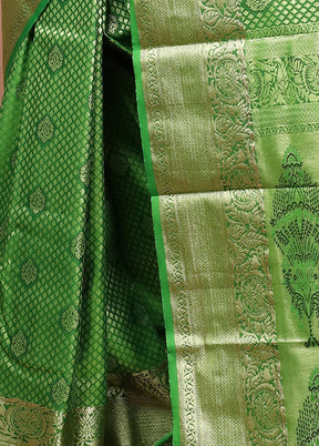 Green Kanjivaram Silk Saree With Blouse Piece - Indian Silk House Agencies