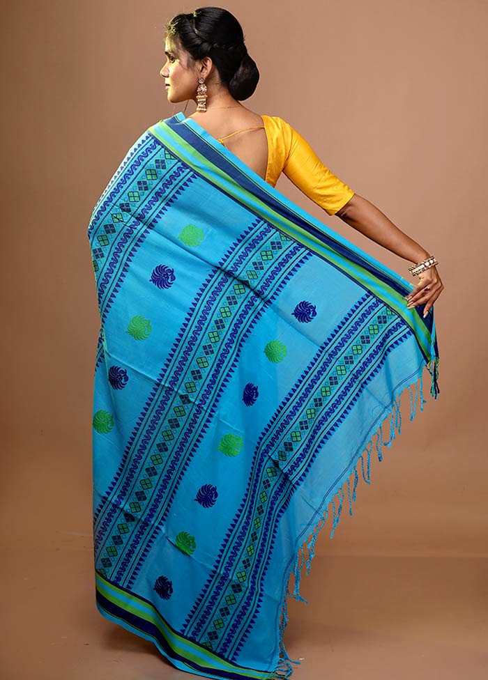 Blue Begumpuri Cotton Saree Without Blouse Piece - Indian Silk House Agencies