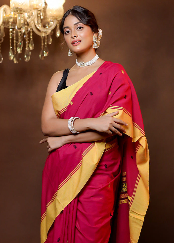 Pink Cotton Saree With Blouse Piece