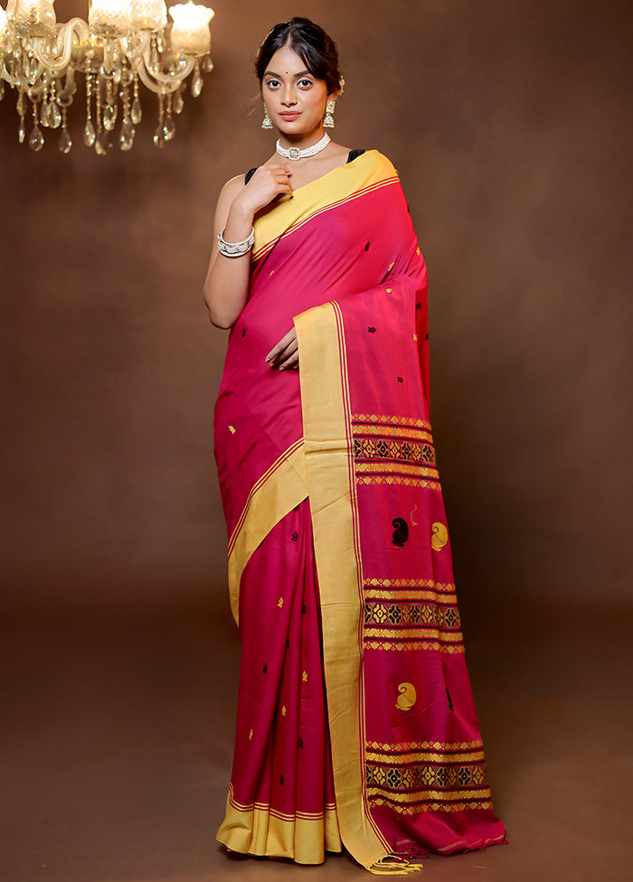 Pink Cotton Saree With Blouse Piece