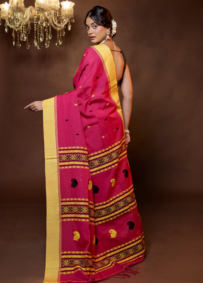 Pink Cotton Saree With Blouse Piece