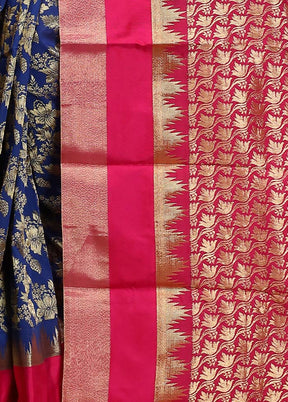 Blue Kanjivaram Silk Saree With Blouse Piece - Indian Silk House Agencies