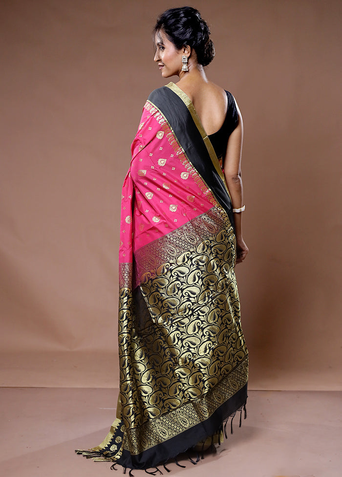 Pink Kanjivaram Silk Saree With Blouse Piece - Indian Silk House Agencies