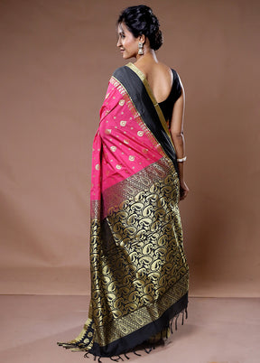 Pink Kanjivaram Silk Saree With Blouse Piece