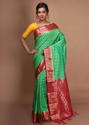 Green Kanjivaram Silk Saree With Blouse Piece - Indian Silk House Agencies