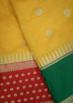 Yellow Kanjivaram Silk Saree With Blouse Piece