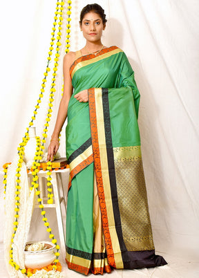 Green Kanjivaram Silk Saree With Blouse - Indian Silk House Agencies