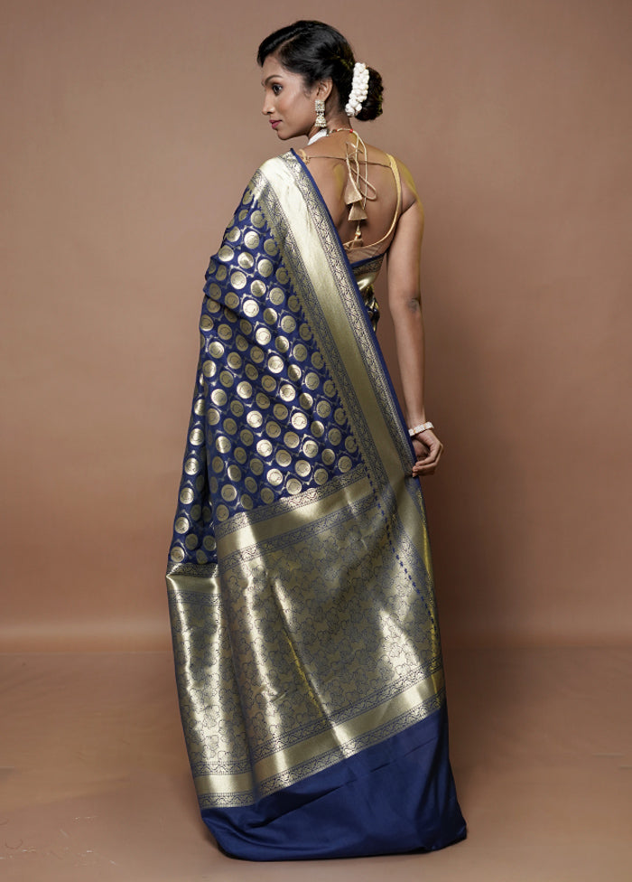 Blue Uppada Silk Saree With Blouse Piece