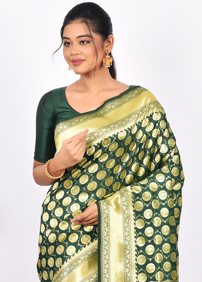 Bottle Green Uppada Silk Saree With Blouse Piece - Indian Silk House Agencies