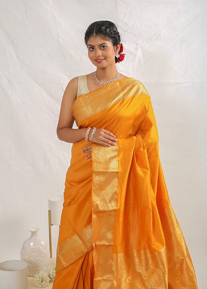 Yellow Kanjivaram Silk Saree With Blouse Piece - Indian Silk House Agencies