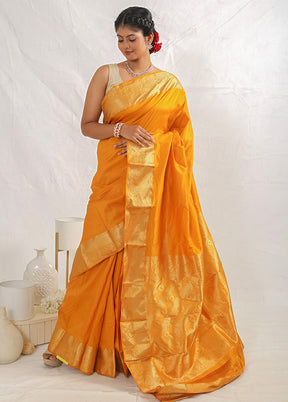 Yellow Kanjivaram Silk Saree With Blouse Piece - Indian Silk House Agencies