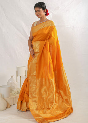 Yellow Kanjivaram Silk Saree With Blouse Piece - Indian Silk House Agencies