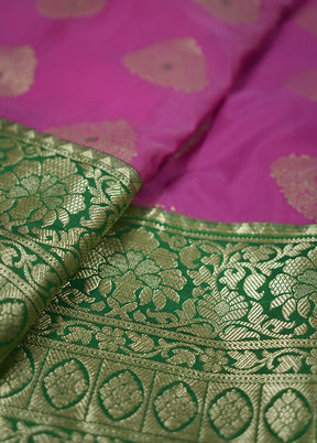 Pink Kanjivaram Silk Saree With Blouse Piece