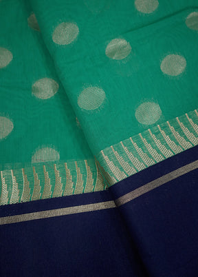 Green Cotton Saree With Blouse Piece