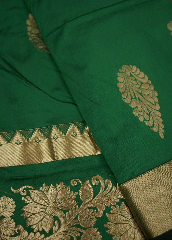 Green Kanjivaram Silk Saree With Blouse Piece - Indian Silk House Agencies