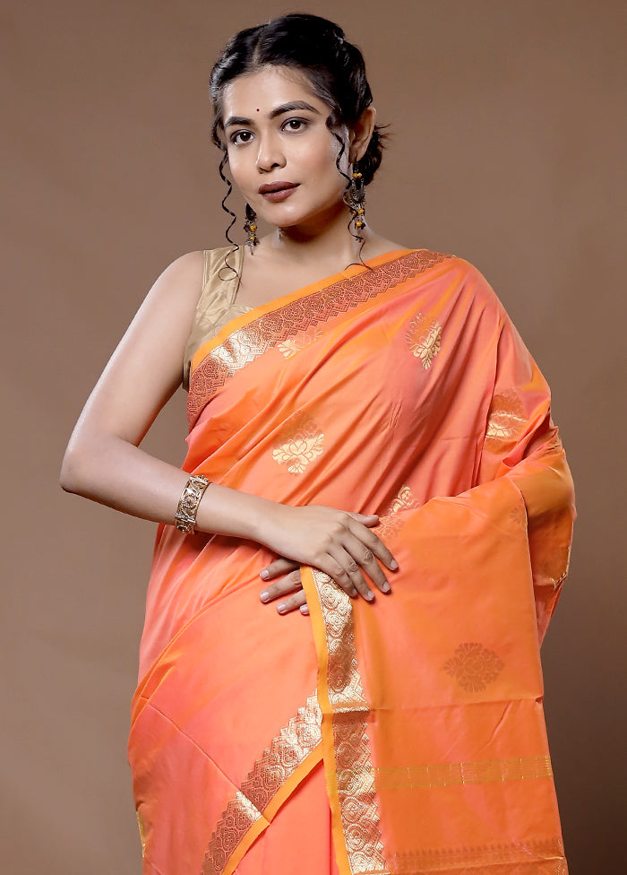 Pink Kanjivaram Silk Saree With Blouse Piece