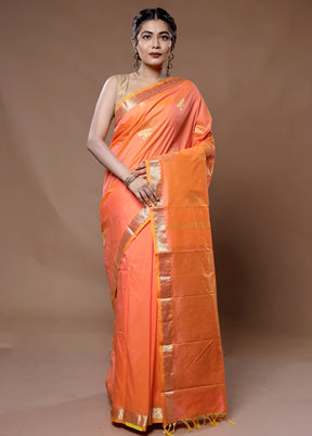 Pink Kanjivaram Silk Saree With Blouse Piece