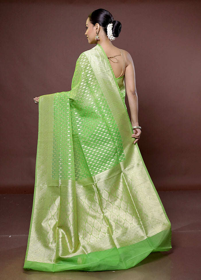 Green Kora Silk Saree With Blouse Piece