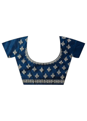 3 Pc Blue Georgette Semi Stitched Lehenga Set - Indian Silk House Agencies