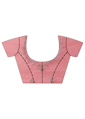 3 Pc Pink Semi Stitched Silk Lehenga Set - Indian Silk House Agencies