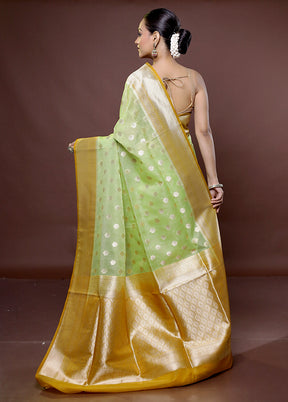 Green Kora Silk Saree With Blouse Piece