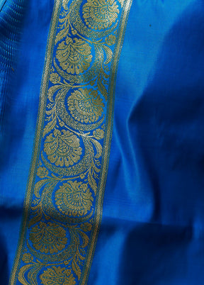 Sky Blue Banarasi Silk Saree With Blouse Piece - Indian Silk House Agencies