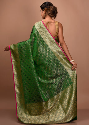 Green Tanchoi Banarasi Silk Saree With Blouse Piece - Indian Silk House Agencies