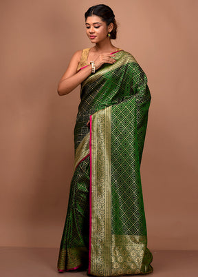 Green Tanchoi Banarasi Silk Saree With Blouse Piece - Indian Silk House Agencies