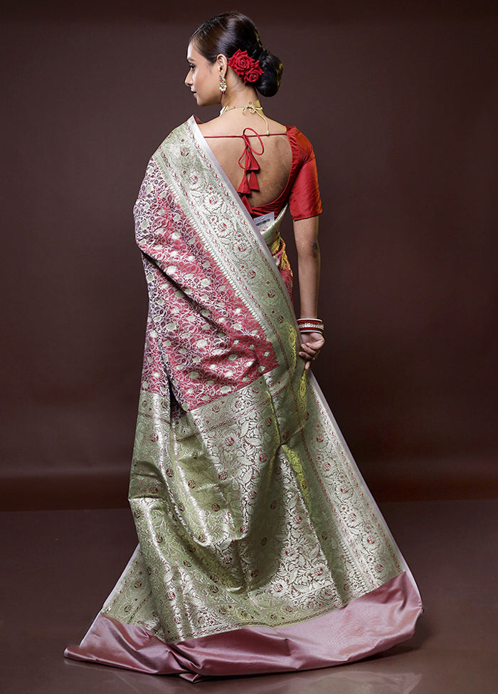 Pink Tanchoi Silk Saree With Blouse Piece