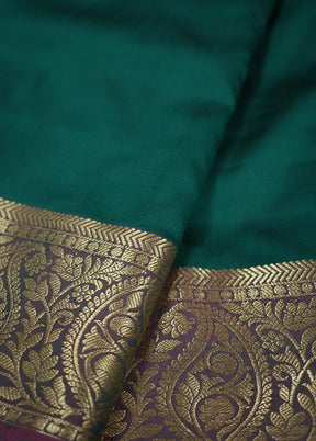 Green Banarasi Silk Saree With Blouse Piece