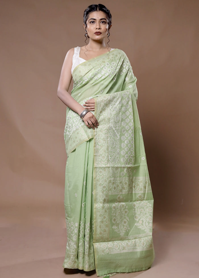 Pink Pure Cotton Saree With Blouse Piece - Indian Silk House Agencies