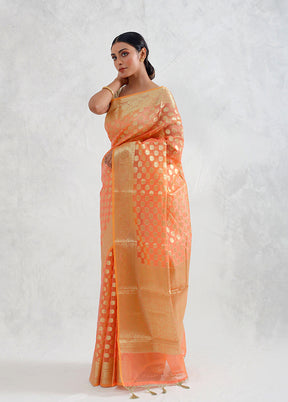 Orange Kora Silk Saree With Blouse Piece - Indian Silk House Agencies