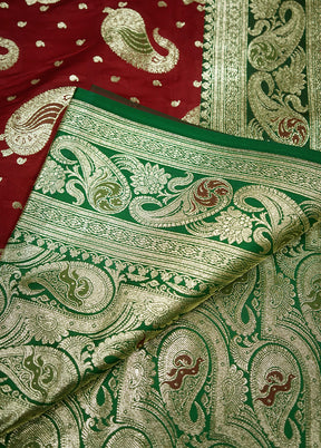 Red Banarasi Silk Saree With Blouse Piece - Indian Silk House Agencies