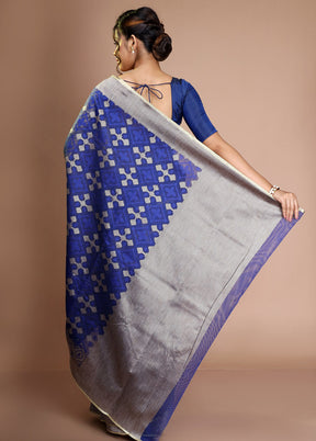 Blue Net Saree With Blouse Piece - Indian Silk House Agencies