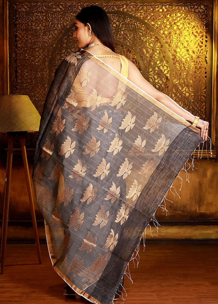 Grey Pure Matka Silk Saree With Blouse Piece - Indian Silk House Agencies