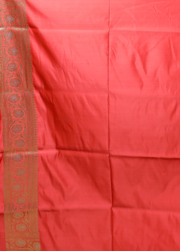 Pink Banarasi Silk Saree With Blouse Piece