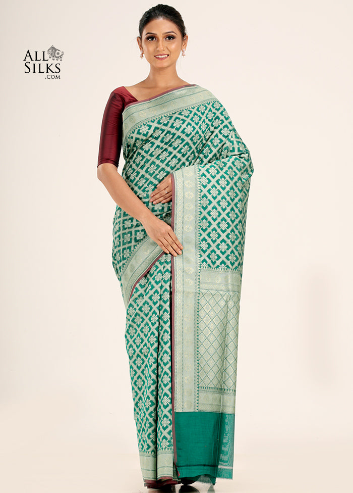 Deep Green Kora Silk Saree With Blouse Piece - Indian Silk House Agencies
