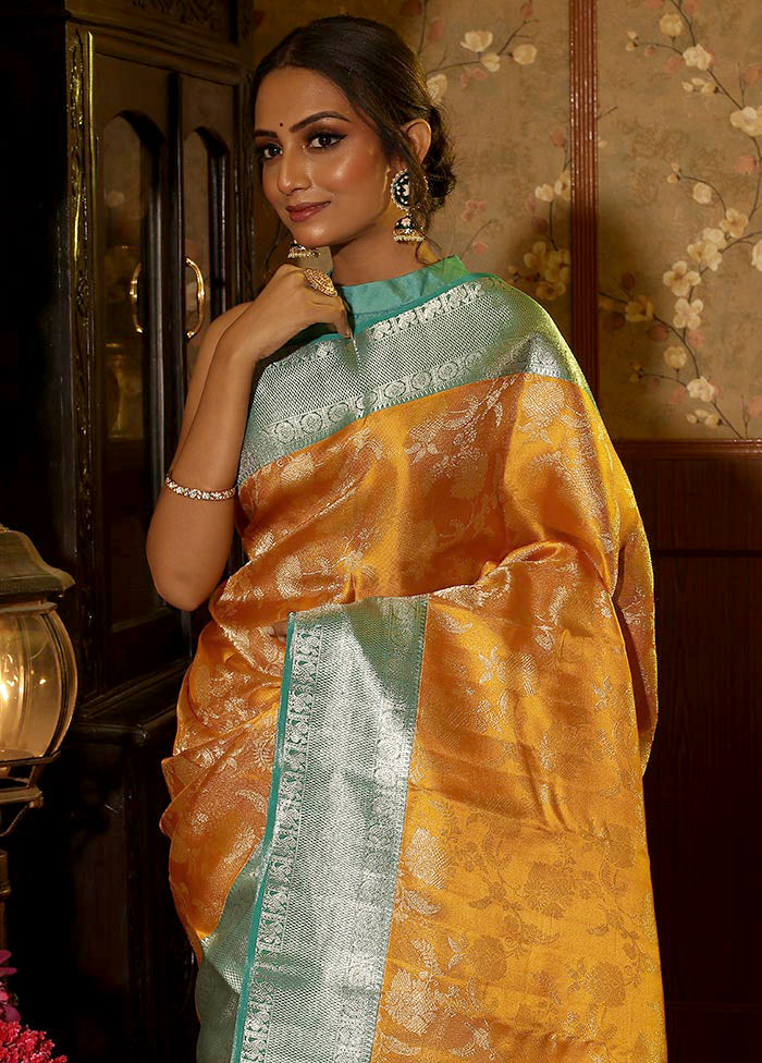 Yellow Pure Kanchipuram Silk Saree With Blouse Piece - Indian Silk House Agencies