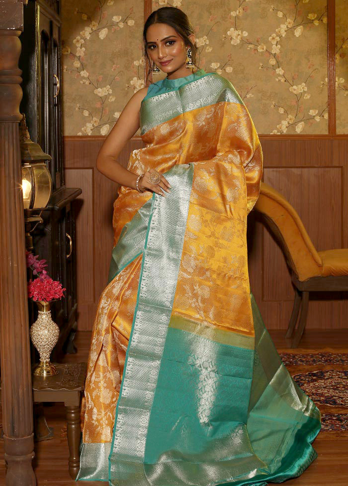 Yellow Pure Kanchipuram Silk Saree With Blouse Piece - Indian Silk House Agencies